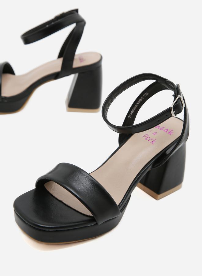 سنيك ايه بيك صندل بكعب عريض ورباط للكاحل - Image 4