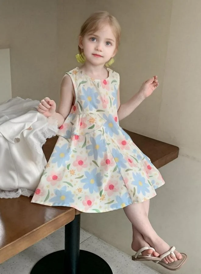 تايك تو Girls Floral Print Sleeveless Dress