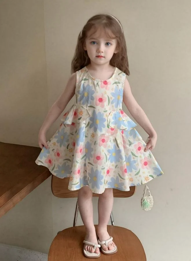 تايك تو Girls Floral Print Sleeveless Dress