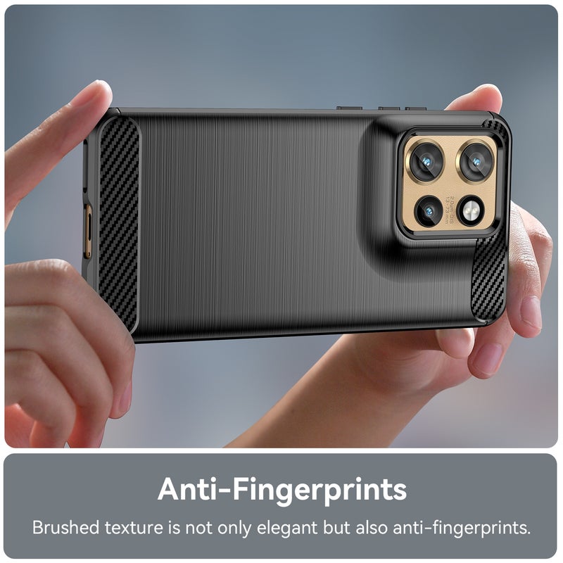 HuHa Case Cover For Motorola Moto S50 Carbon Fiber Brushed Texture TPU Phone Case(Black) - Image 5