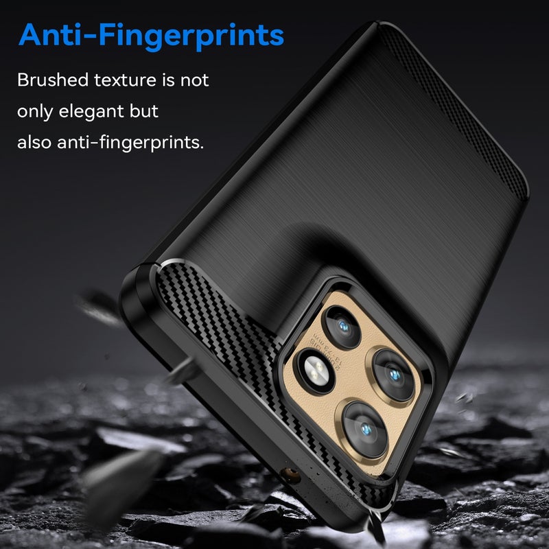 HuHa Case Cover For Motorola Moto S50 Carbon Fiber Brushed Texture TPU Phone Case(Black) - Image 3