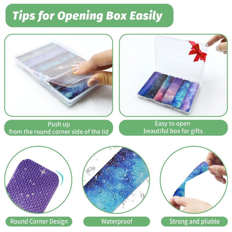 TOEMUR 72 Pieces Anxiety Sensory Stickers With Storage Box - Calming Stickers 2 Textured Surface - Fidget Strips For Office & Classroom Desk Adult & Teen Stress (Galaxy) - Image 3