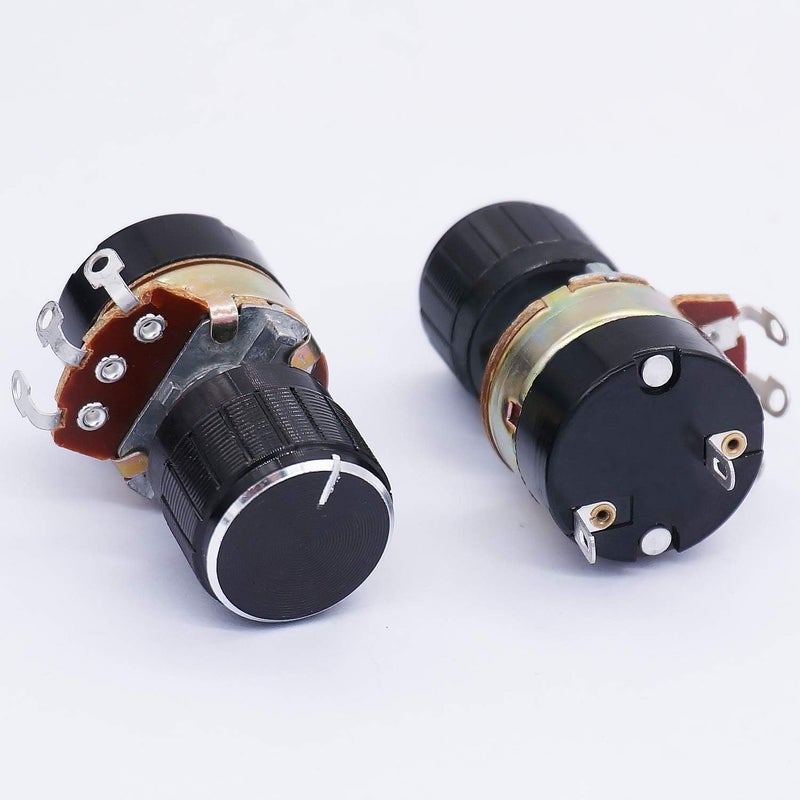 TWTADE / 2Pcs 50K Ohm Single Linear Taper Potentiometers with on/Off Switch + 2pcs Black Aluminum Alloy knob - Image 4