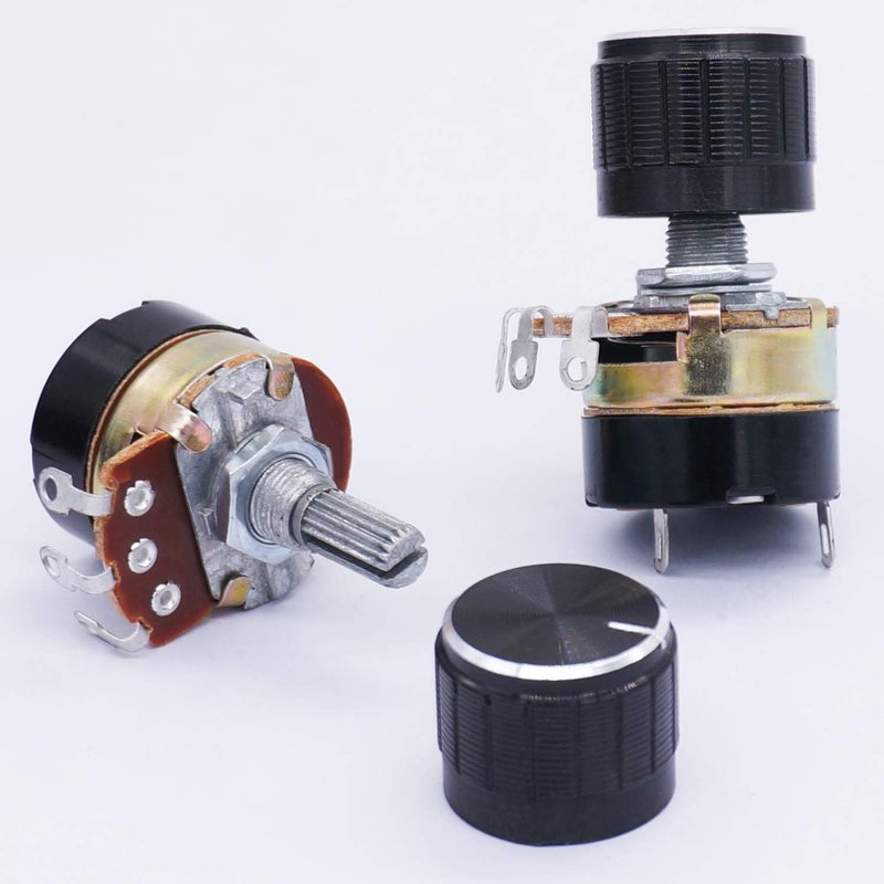 TWTADE / 2Pcs 50K Ohm Single Linear Taper Potentiometers with on/Off Switch + 2pcs Black Aluminum Alloy knob - Image 2