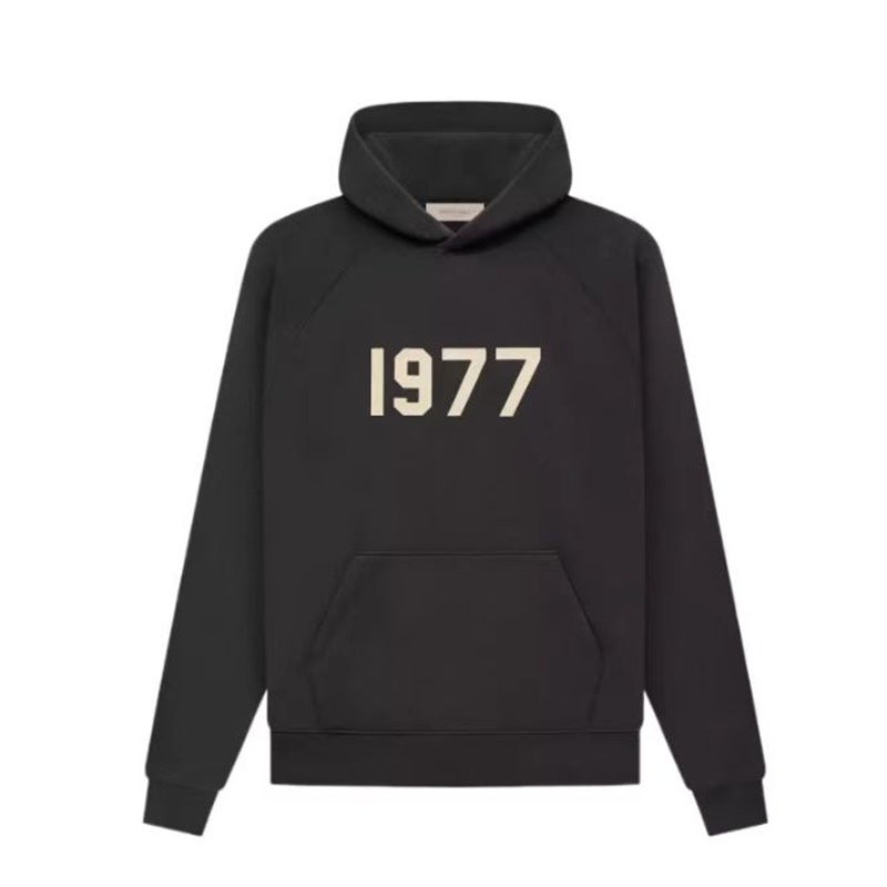 The double line ESSENTIALS high street 1977 American cotton terry couple hooded sweater mens and womens loose hat WHEAT - Image 2