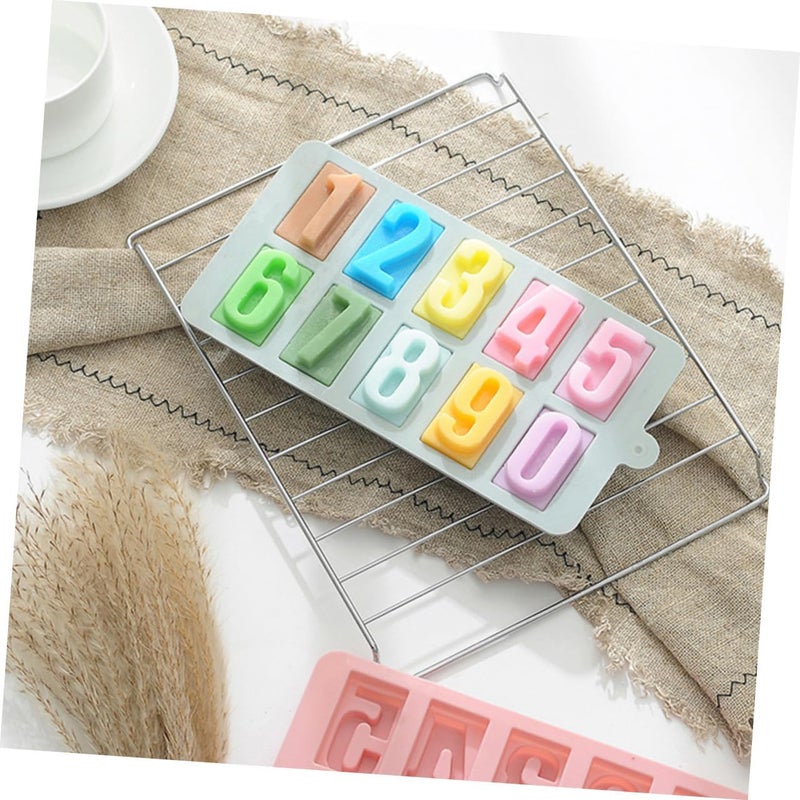 Silicone Number Chocolate Mold 0-9 Digits Food-grade Silicone Candy and Fondant Molds, Blue and Pink 2pcs Set for Home Baking and Cake Decoration - Image 5