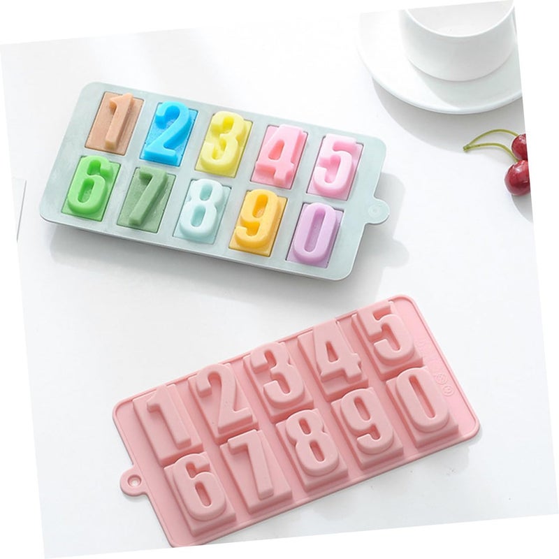 Silicone Number Chocolate Mold 0-9 Digits Food-grade Silicone Candy and Fondant Molds, Blue and Pink 2pcs Set for Home Baking and Cake Decoration - Image 4
