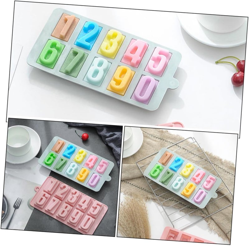 Silicone Number Chocolate Mold 0-9 Digits Food-grade Silicone Candy and Fondant Molds, Blue and Pink 2pcs Set for Home Baking and Cake Decoration - Image 3