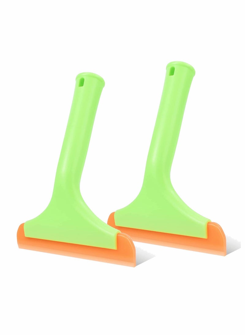 SYOSI Silicone Small Squeegee,Flexible Rubber Squeegee,Shower Squeegee W/Non-Slip Handle Auto Water Blade Window Tint Squeegee for Car Windshield Mirror Glass Door Bathroom 2PCS (Green) - Image 1