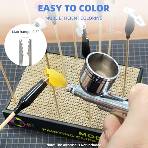 OPHIR Model Color Clip Base Stand Holder with 10x Coloring Clips for Airbrush Hobby Craft DIY Painting - Image 3