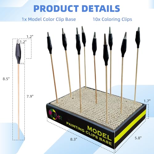 OPHIR Model Color Clip Base Stand Holder with 10x Coloring Clips for Airbrush Hobby Craft DIY Painting - Image 5