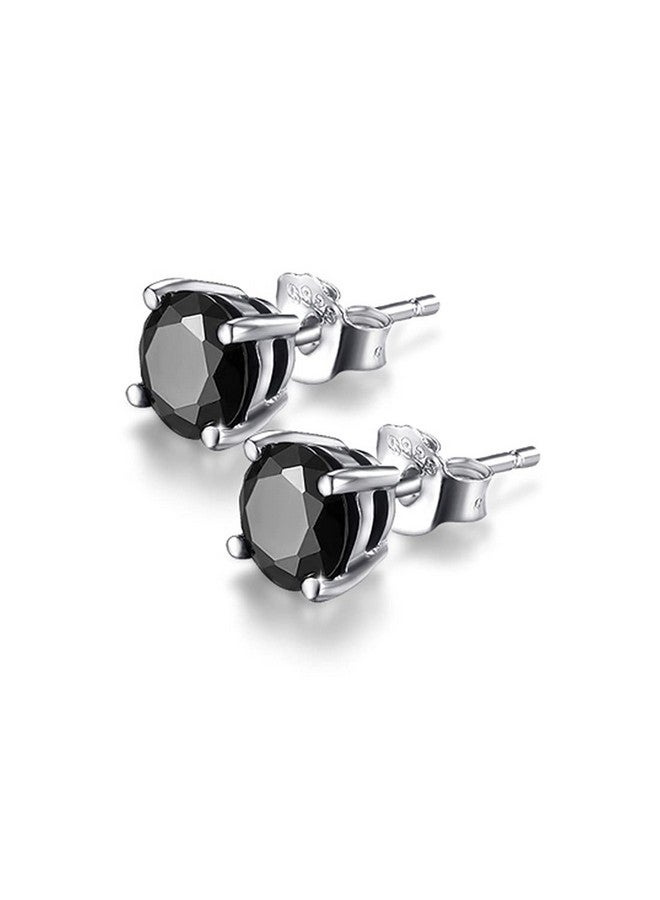 JIANGXIN Solitaire Round Black Onyx 925 Sterling Silver Stud Earrings Platinum Plated Fine Jewelry For Men Women 10Mm - Image 1