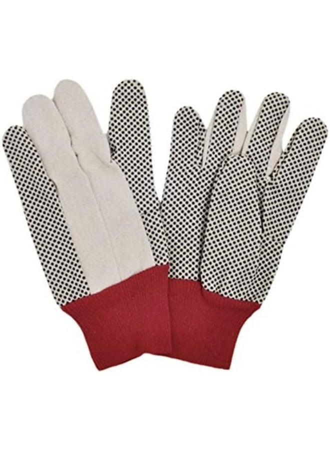 Royal Apex Drill Doted Cotton Gloves Knitted Glove Safety Dotted Grip Free Size 8Oz 12 Pair - Image 1