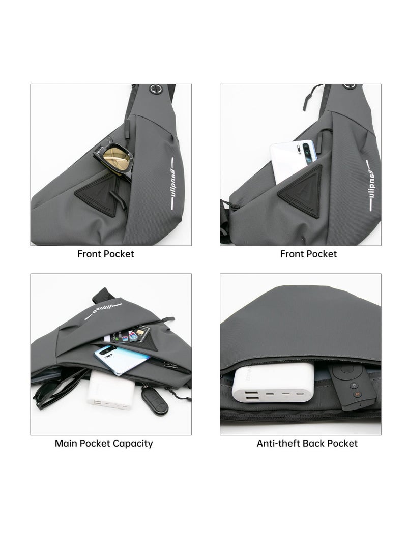 Excefore Sling Bag Man Bag Crossbody, Mens Shoulder Crossbody Chest Bag Classic Sling Slim Backpack Multipurpose Daypack Left-hand - Image 2