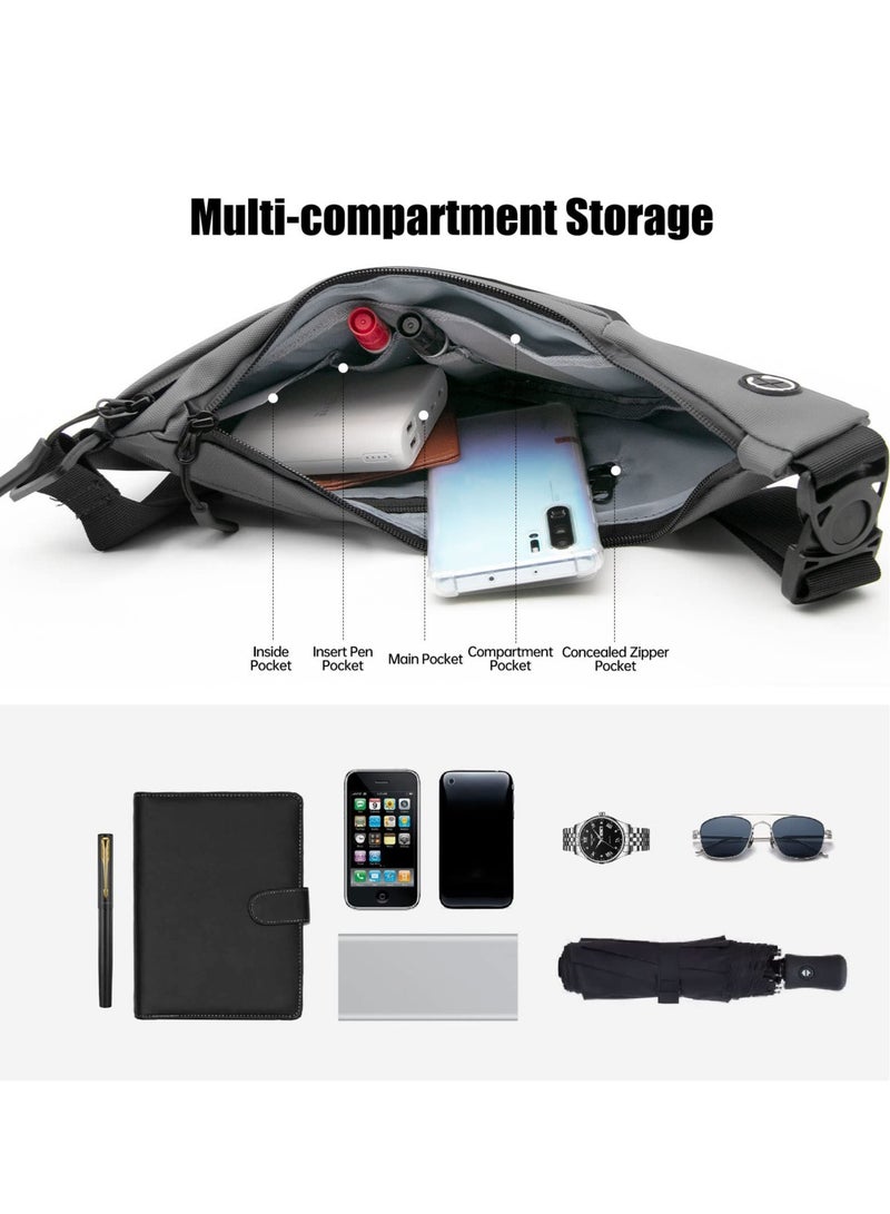 Excefore Sling Bag Man Bag Crossbody, Mens Shoulder Crossbody Chest Bag Classic Sling Slim Backpack Multipurpose Daypack Left-hand - Image 4