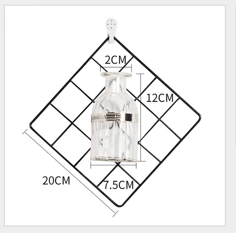 Generic The Craftman Iron Grid Plant Bottle and Yellow Artificial Flower Wall Hanging for Home Decor Decoration with LED Light  - Image 5