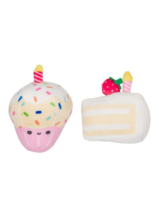 pearhead Pearhead Happy Birthday Cake Cat Toy Set, Stuffed Birthday Cake and Cupcake Cat Toys with Catnip and Squeakers, Interactive Fun Kitten Toys, Pet Owner Pet Birthday Gift, Ideal for Cat Lovers, Set of 2  - Image 1