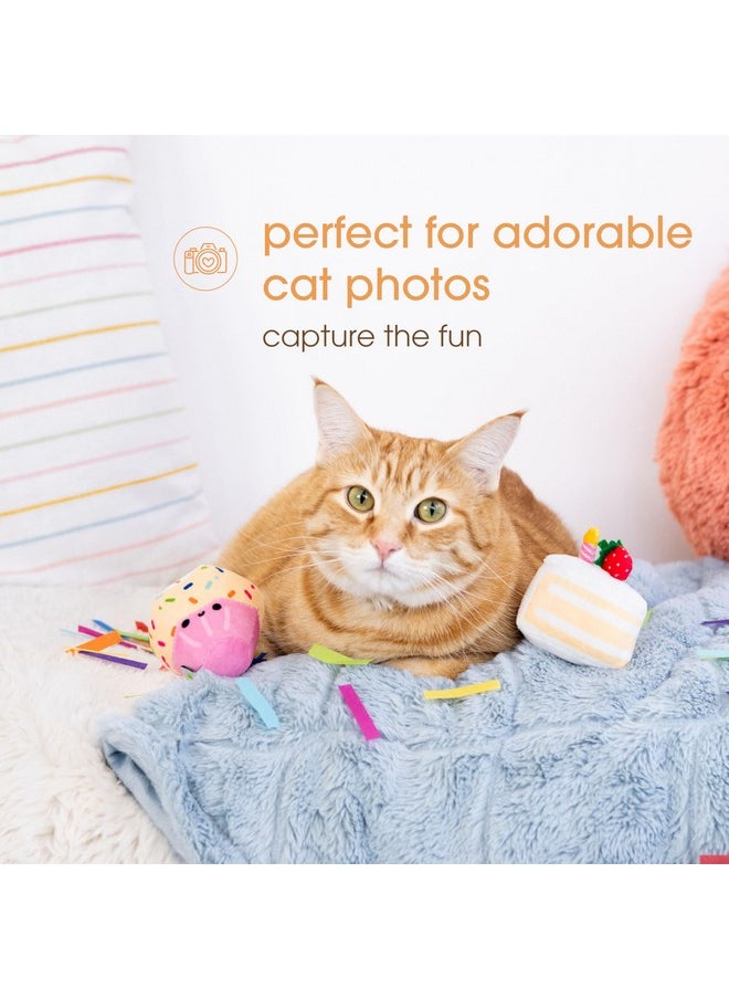 pearhead Pearhead Happy Birthday Cake Cat Toy Set, Stuffed Birthday Cake and Cupcake Cat Toys with Catnip and Squeakers, Interactive Fun Kitten Toys, Pet Owner Pet Birthday Gift, Ideal for Cat Lovers, Set of 2  - Image 4
