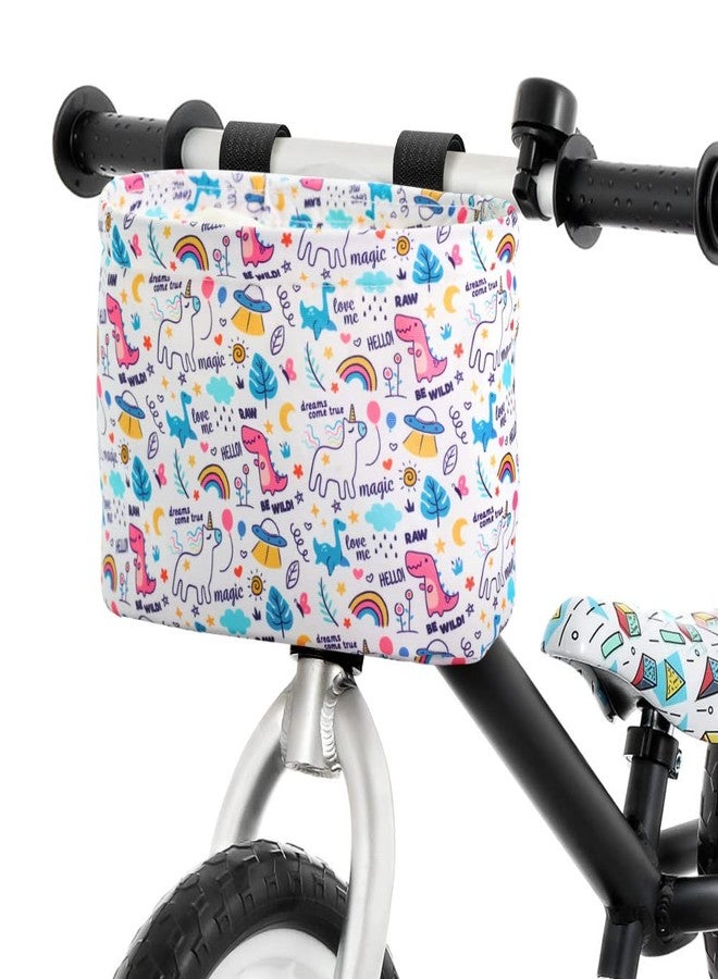 ANZOME Children's Bike Basket, Front, Unicorn, Polyester, Handlebar Mount, Gift for Girls & Boys, Fits Most Kids Bikes - Image 1