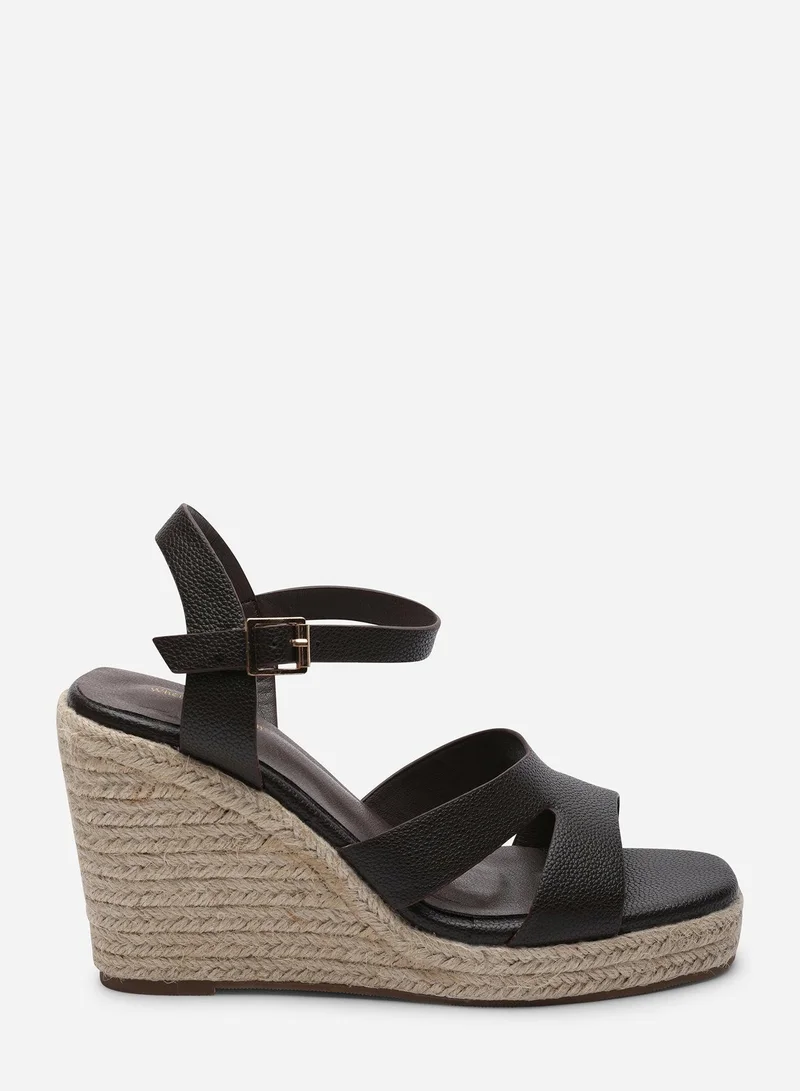 Where's That From 'Jaime' Cut Out Strap Detail Wedge Shoes With Buckle Closure