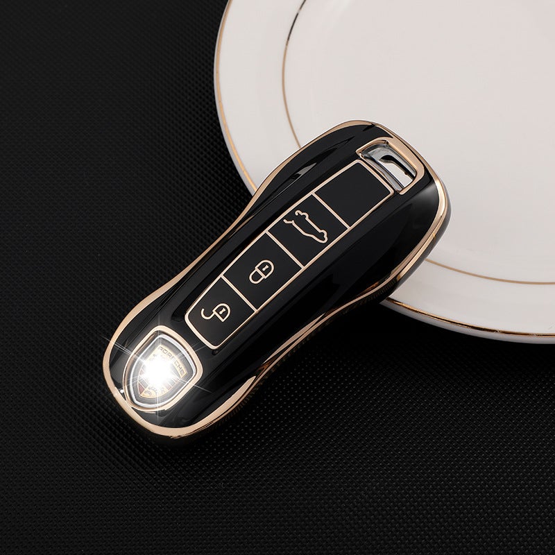 Generic For Porsche Key Case Cayenne macan Palamela 911/718 New taycan Car Key Set Buckle Bag Black Porsche B11J 