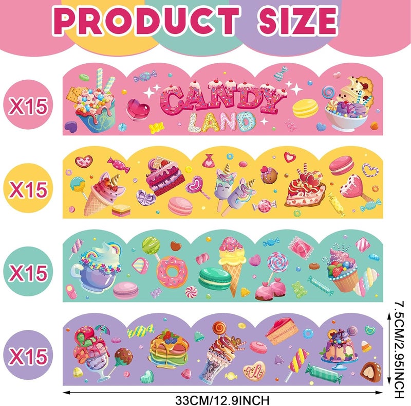 Sureio 65 Feet Candy Land Style Classroom Bulletin Board Border Bulletin Board Border Teacher Summer Classroom Decoration Home School - Image 2