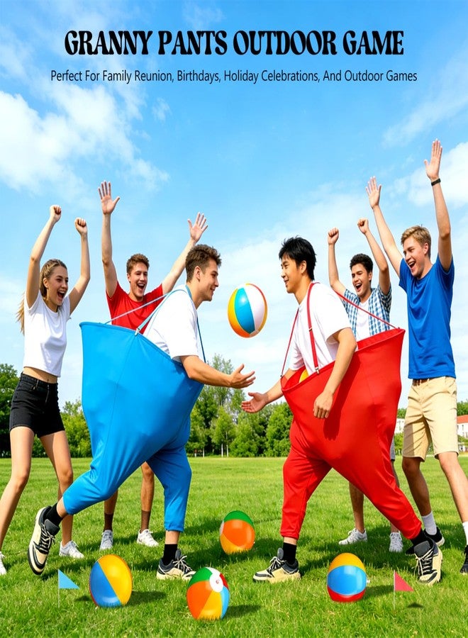 redriver Granny Pants Yard Game Set, 2pcs Granny Pants Outdoor Games with 16 Bouncy Balls, 2 Pumps & 2 Flags, Granny Pants Game (Red & Blue) - Image 5