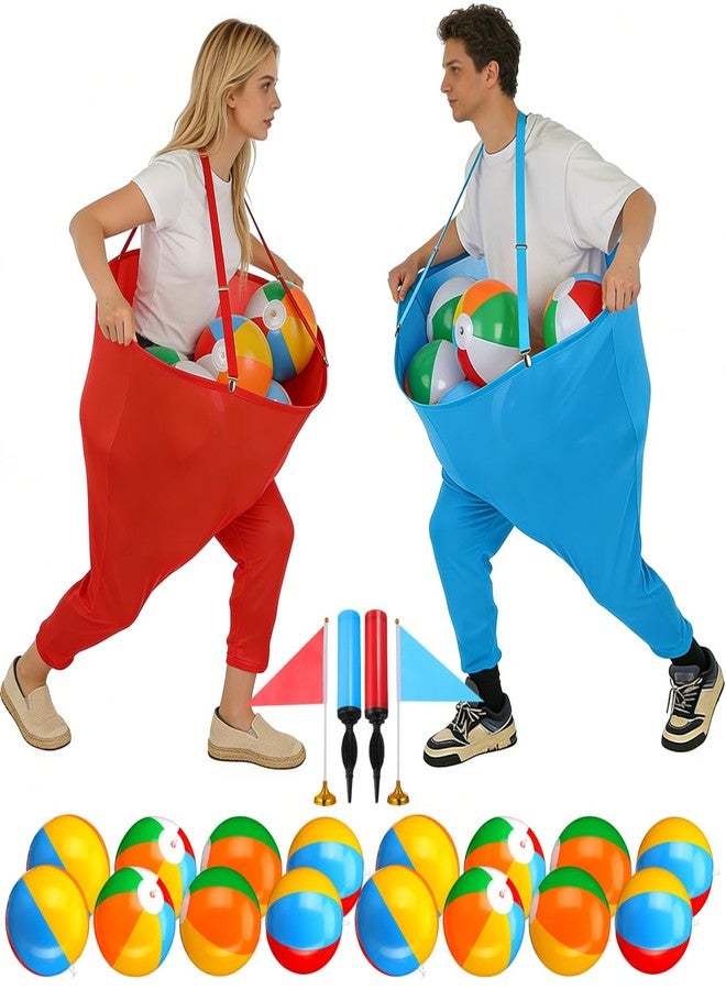 redriver Granny Pants Yard Game Set, 2pcs Granny Pants Outdoor Games with 16 Bouncy Balls, 2 Pumps & 2 Flags, Granny Pants Game (Red & Blue) - Image 1