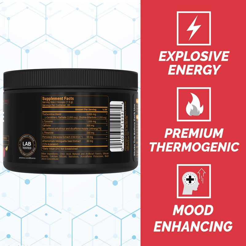 PEScience Alphamine Thermogenic Pre Workout Fat Burner Pre Workout Energy Powder with LCarnitine Sour Green Apple 60 Scoops - Image 3