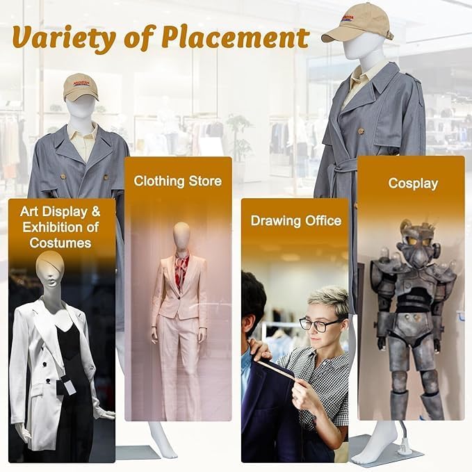 Generic Anil Female Mannequin Female Dress Form Metal Base Manequins Premium Store Display Dummy Maniquins Dummy Model Hanger maniquins Female Display Stand New Egg Face White Premium Pack of 1  - Image 3