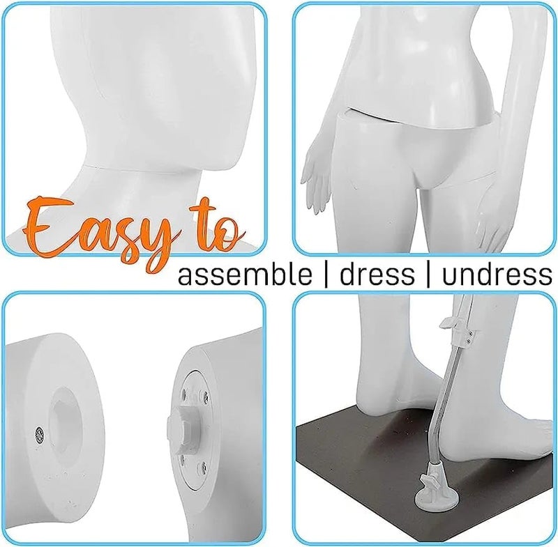 Generic Anil Female Mannequin Female Dress Form Metal Base Manequins Premium Store Display Dummy Maniquins Dummy Model Hanger maniquins Female Display Stand New Egg Face White Premium Pack of 1  - Image 4