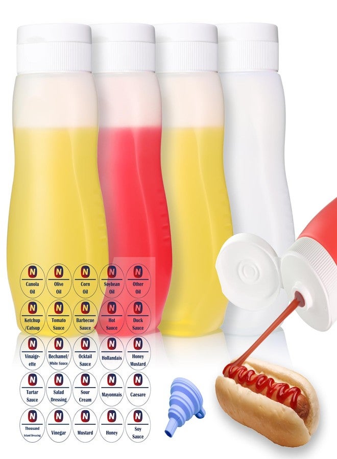 Nacxbwer Condiment Squeeze Bottles for Ketchup Hot Sauce Liquids Oil with Caps for Condensed Milk and Mustard Salad Dressing Dispenser Clear Plastic Bottles Dressing Container HD PE BPA-free - Image 1
