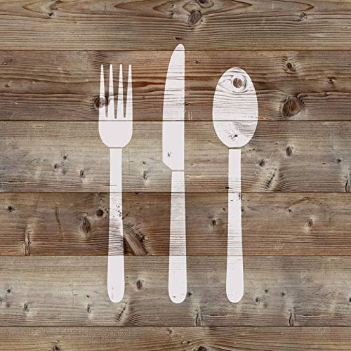 Kayra Decor Kayra Decor Reusable Knife Fork Spoon Stencil Painting Stencils for Art and Craft,Walls,Floor,Painting Canvas Art,T-Shirt, Cookie & Cake Decoration,Drawing Stencils for Kids, 6"x 6" (Pack of 1) - Image 4