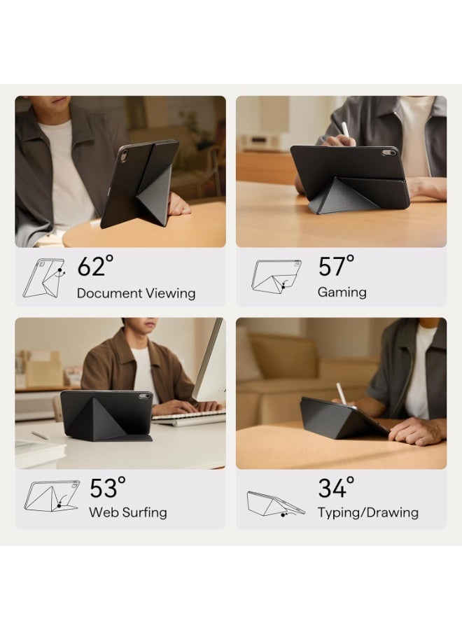 PITAKA حافظة PITAKA لجهاز iPad (A16) الجيل 11 (2025)، حافظة iPad الجيل 10 (2022)، فوليو مغناطيسي عمودي/أفقي مع حامل قلم، 4 زوايا وقوف، أسود - Image 3