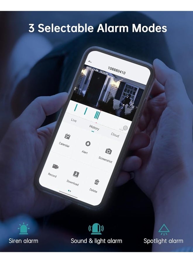 ZUMIMALL Security Cameras Wireless Outdoor, 2K 360° PTZ Outdoor Camera Wireless, Solar Security Cameras for Home, Spotlight & Siren/2.4G WiFi/3MP Color Night vision/2-Way Talk/PIR Detection/SD/Cloud - Image 3