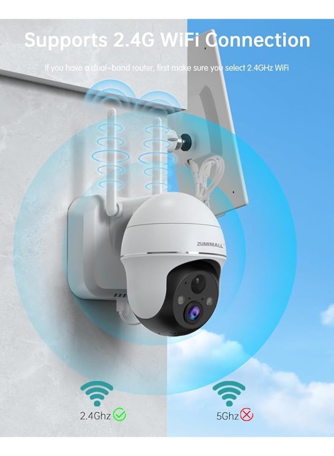 ZUMIMALL Security Cameras Wireless Outdoor, 2K 360° PTZ Outdoor Camera Wireless, Solar Security Cameras for Home, Spotlight & Siren/2.4G WiFi/3MP Color Night vision/2-Way Talk/PIR Detection/SD/Cloud - Image 2