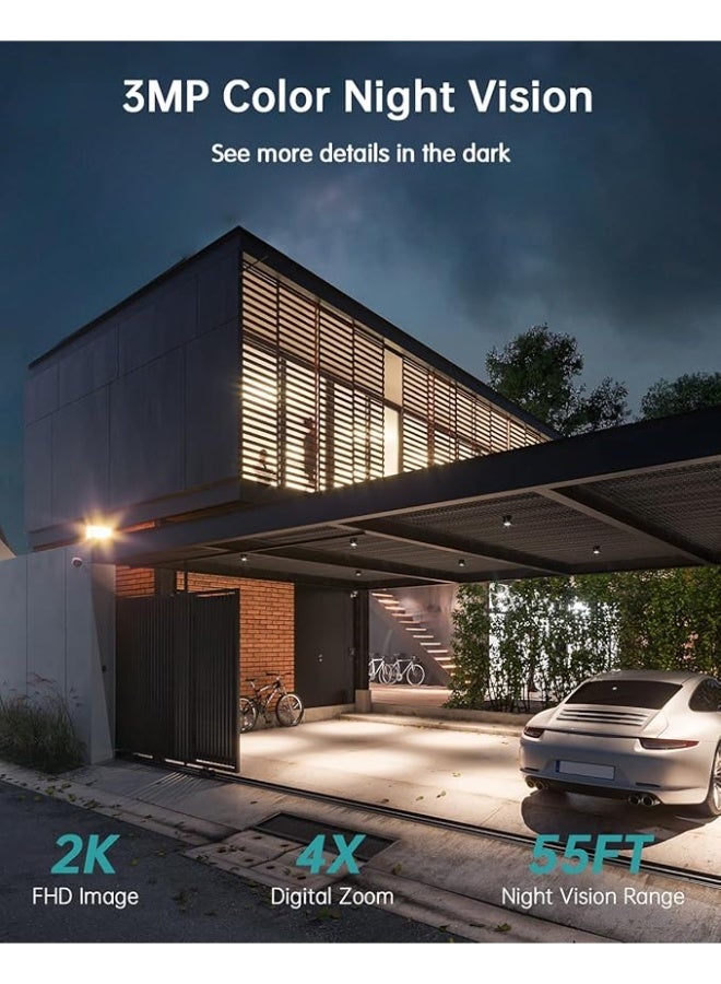 ZUMIMALL Security Cameras Wireless Outdoor, 2K 360° PTZ Outdoor Camera Wireless, Solar Security Cameras for Home, Spotlight & Siren/2.4G WiFi/3MP Color Night vision/2-Way Talk/PIR Detection/SD/Cloud - Image 4