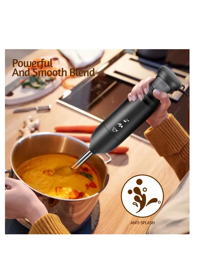 Excefore - Hand Immersion Blender, Stick Blender, Electric Hand Blenders for Kitchen with Stainless Steel Blade Hand Mixer & Chopper for Making Baby Food, Soups, Sauce, Black - Image 1