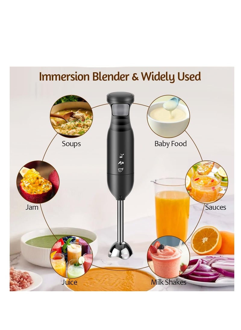 Excefore - Hand Immersion Blender, Stick Blender, Electric Hand Blenders for Kitchen with Stainless Steel Blade Hand Mixer & Chopper for Making Baby Food, Soups, Sauce, Black - Image 1