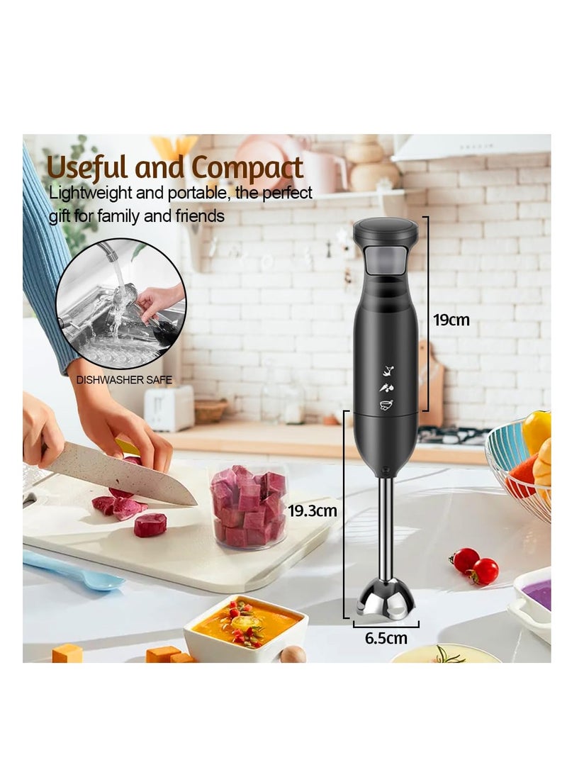 Excefore - Hand Immersion Blender, Stick Blender, Electric Hand Blenders for Kitchen with Stainless Steel Blade Hand Mixer & Chopper for Making Baby Food, Soups, Sauce, Black - Image 1