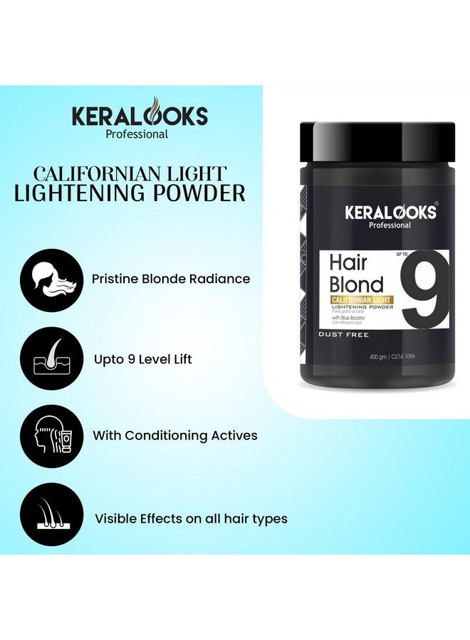 keralooks professional High Performance Dust Free Blond Bleach Powder Hair Pre-Lightener-400Ml | Californian Light With Blue Booster | Up To 9 Level| - Image 2