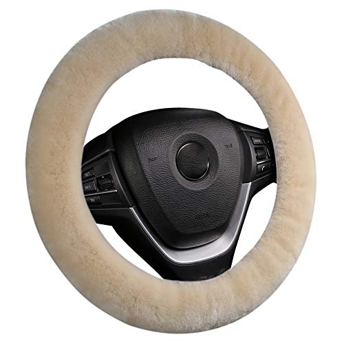 AOGELAN 3Pcs/Set Pure Wool Fur Furry Steering Wheel Cover, Soft Fluffy Handbrake Cover Gear Shift Cover for Women Car SUV Truck Australia Sheepskin Accessories - Image 2
