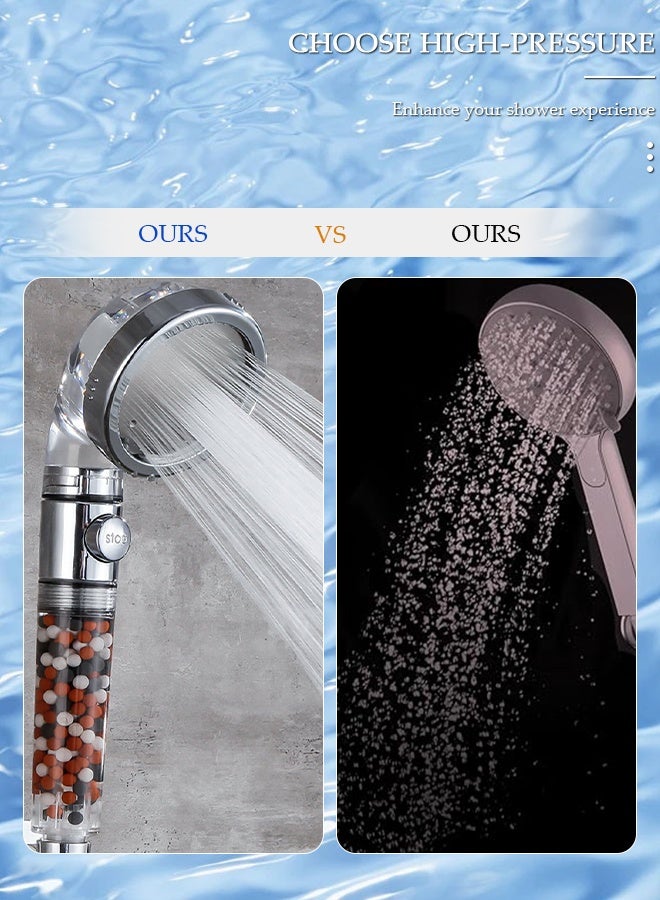 DUNISO High Pressure Water Saving Bath Switch Shower Head With Handheld Hose Holder  PTFE Tape Silver/Clear Filtered - Image 3