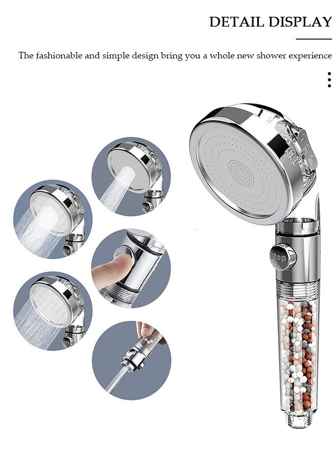 DUNISO High Pressure Water Saving Bath Switch Shower Head With Handheld Hose Holder  PTFE Tape Silver/Clear Filtered - Image 5