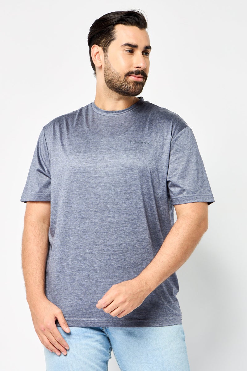 JOHN RICHMOND Men Crew Neck Short Sleeves Brand Logo T-Shirt, Grey - Image 1