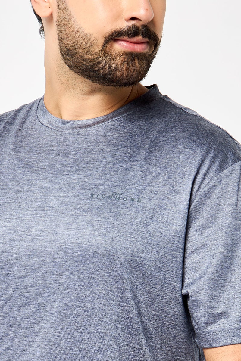 JOHN RICHMOND Men Crew Neck Short Sleeves Brand Logo T-Shirt, Grey - Image 3