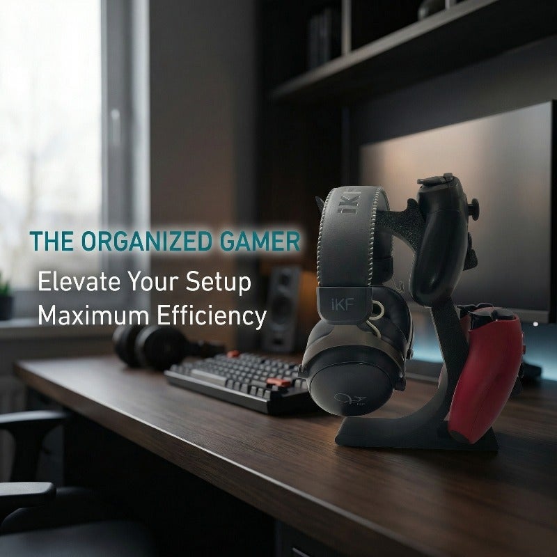 PETO 3-in-1 PS5 & Xbox Controller Stand with Headset Holder - Space-Saving Organizer for Gaming Accessories - Image 3