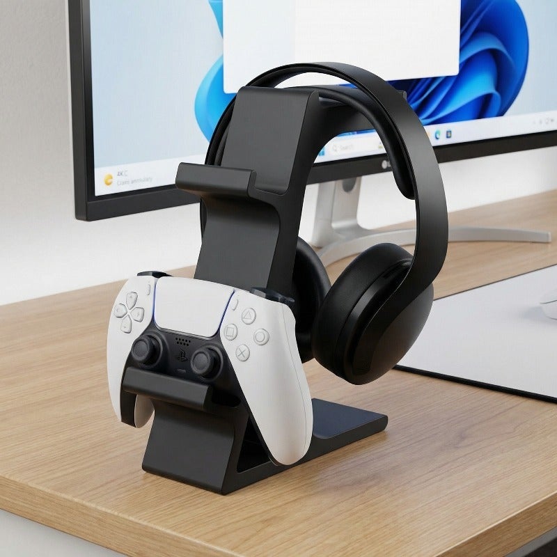 PETO 3-in-1 PS5 & Xbox Controller Stand with Headset Holder - Space-Saving Organizer for Gaming Accessories - Image 1