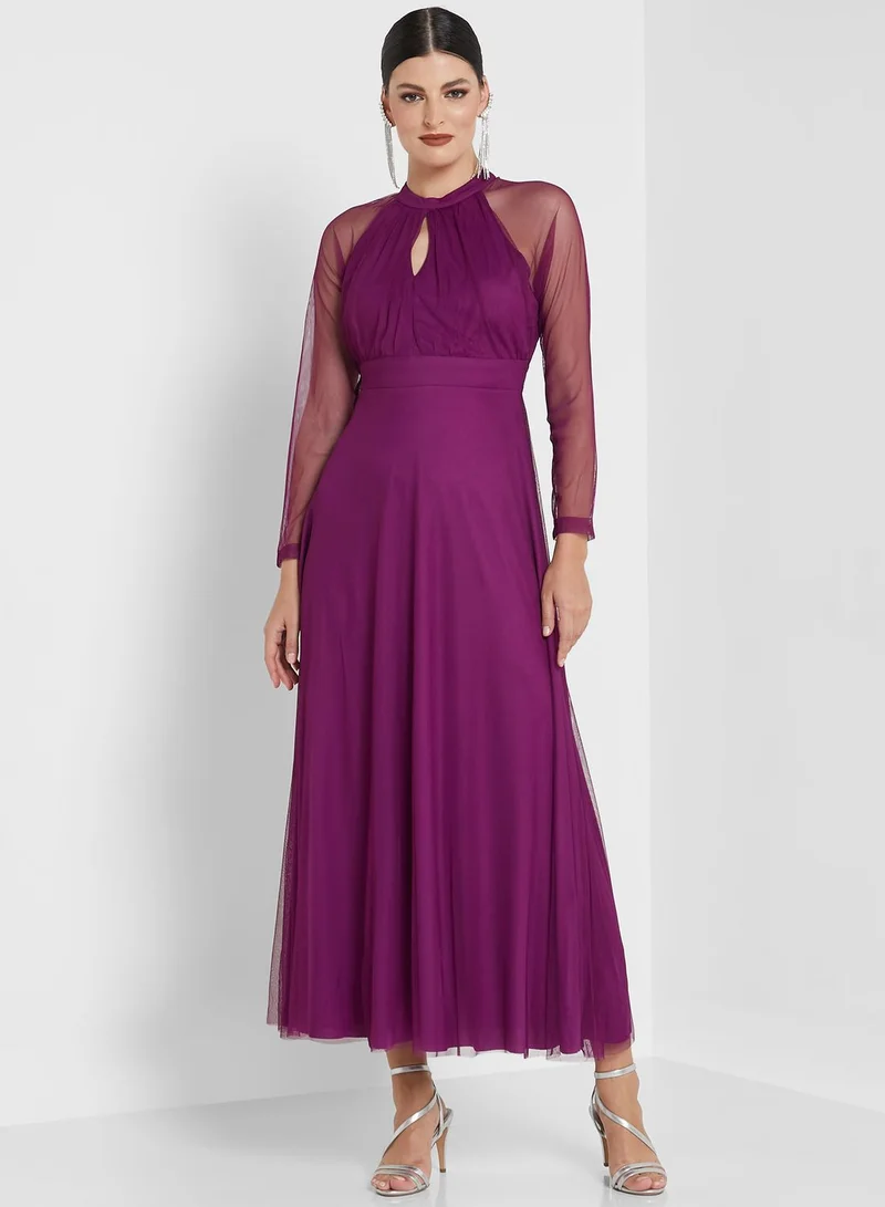 Khizana Keyhole Neck Flared Dress