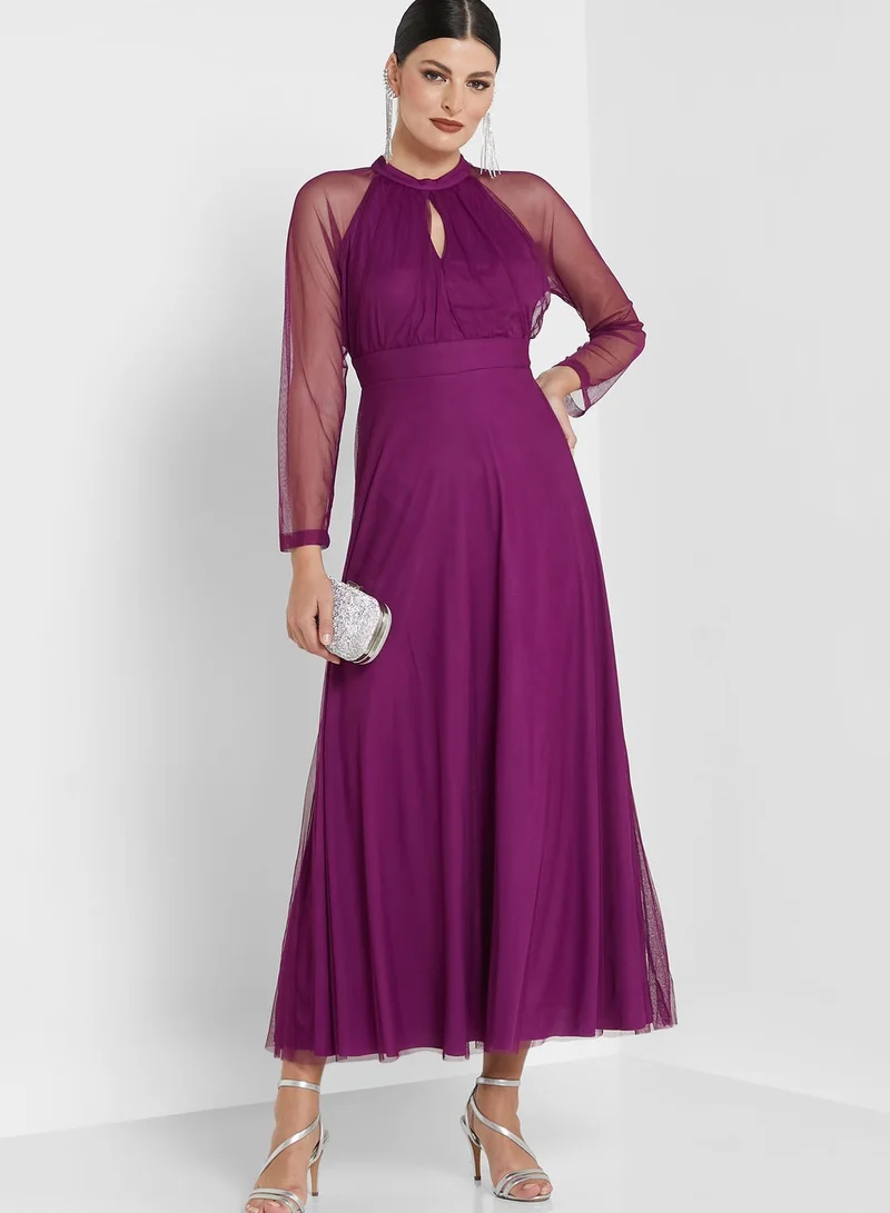 Khizana Keyhole Neck Flared Dress